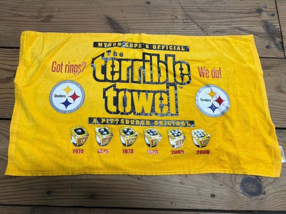 Pittsburgh Steelers Myron Cope's Official Terrible Towel Got Rings 6 Super Bowl